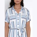 Blue and White Striped Dress