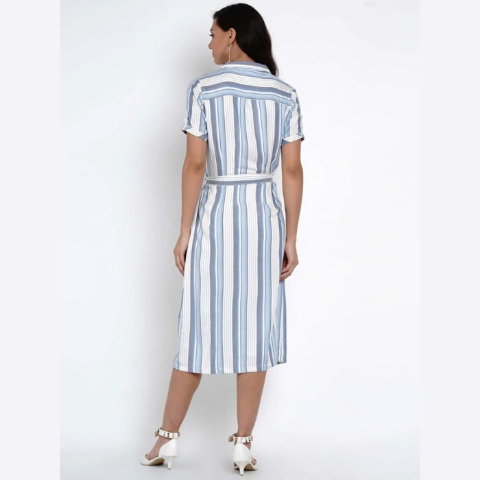 Blue and White Striped Dress