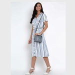 Blue and White Striped Dress