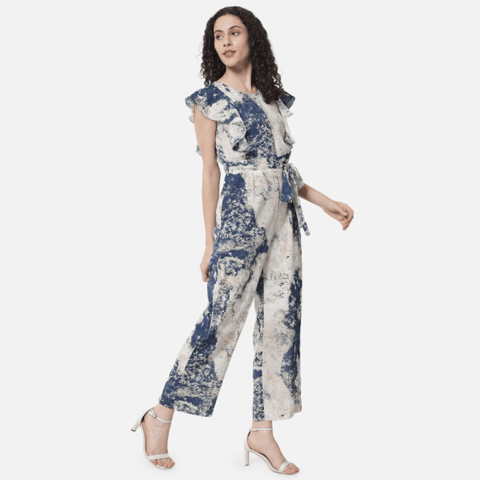 Tie and die printed jump suit