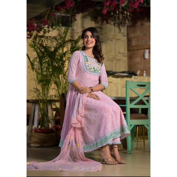 full embroidery anarkali suit