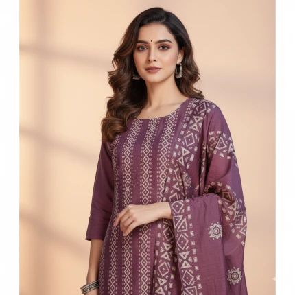 Close-up of Embroidery on Baatik Print Suit