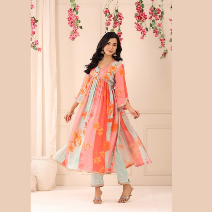 Embroidered-Alia-with-Naira-cut-Suit-with-Organza-Dupatta