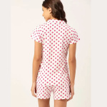 Women's White and Pink Pure Cotton Printed Night Suit