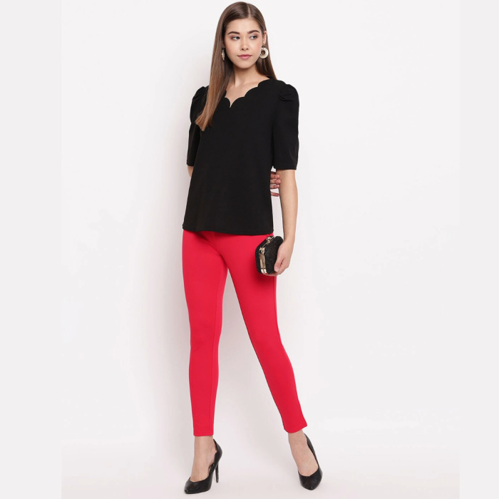 High Rise Slim Jegging red colour