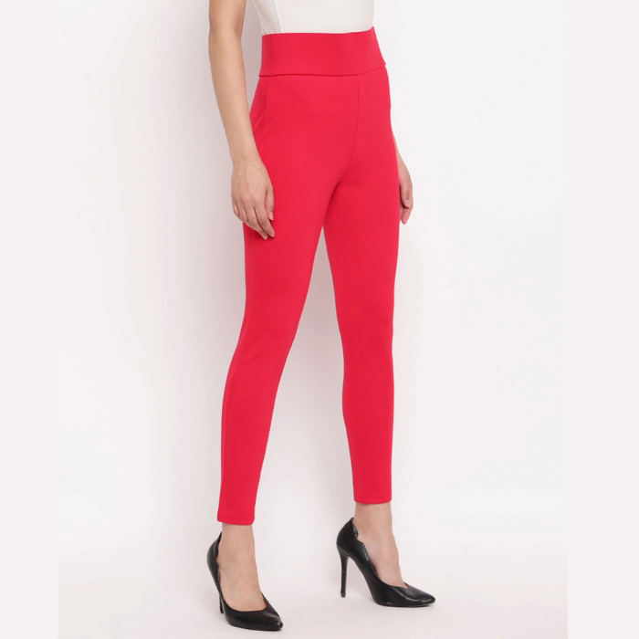 High Rise Slim Jegging red colour