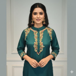 Premium Dola Silk Suit with Hand Embroidery for Festive Wear