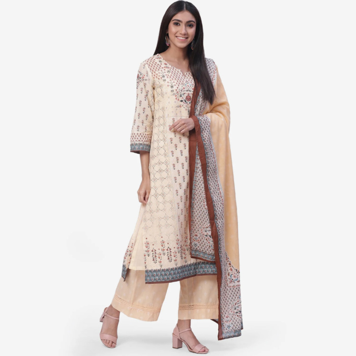 BEIGE COTTON STRAIGHT KURTA