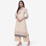 BEIGE COTTON STRAIGHT KURTA