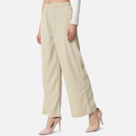 Beige colour Relaxed Fit Crepe Trousers