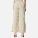 Beige colour Relaxed Fit Crepe Trousers