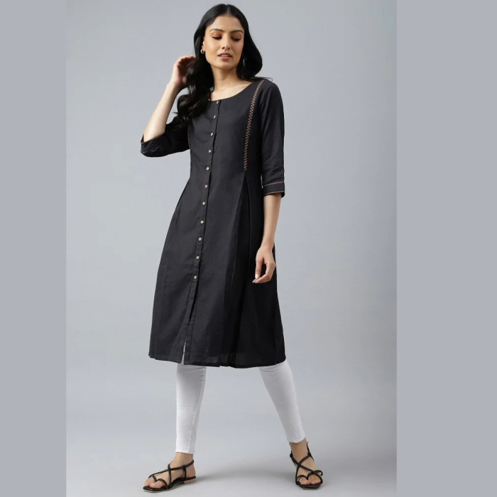 Black-Bock-Pleated-Embroidered-kurta