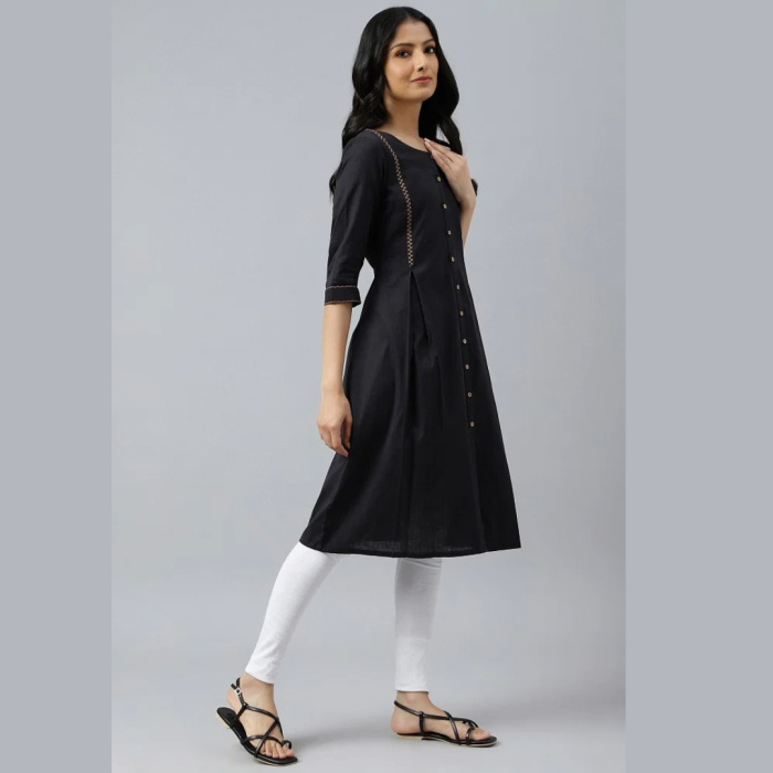 Black-Bock-Pleated-Embroidered-kurta