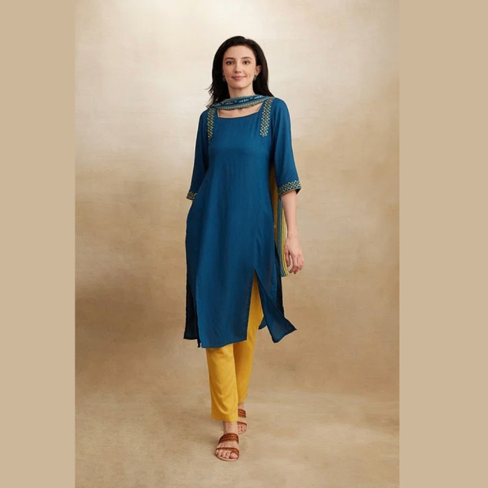 Blue-Thread-Embroidered-kurta-Set