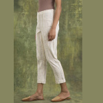 Ecru Solid Slim Pants