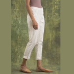 Ecru Solid Slim Pants