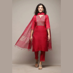 FUCHSIA-POLY-COTTON-STRAIGHT-KURTA-PANT-SUIT-SET