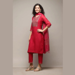 FUCHSIA-POLY-COTTON-STRAIGHT-KURTA-PANT-SUIT-SET