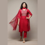 FUCHSIA-POLY-COTTON-STRAIGHT-KURTA-PANT-SUIT-SET