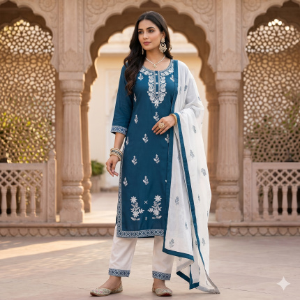 Full Embroidery 3 Pcs Suit