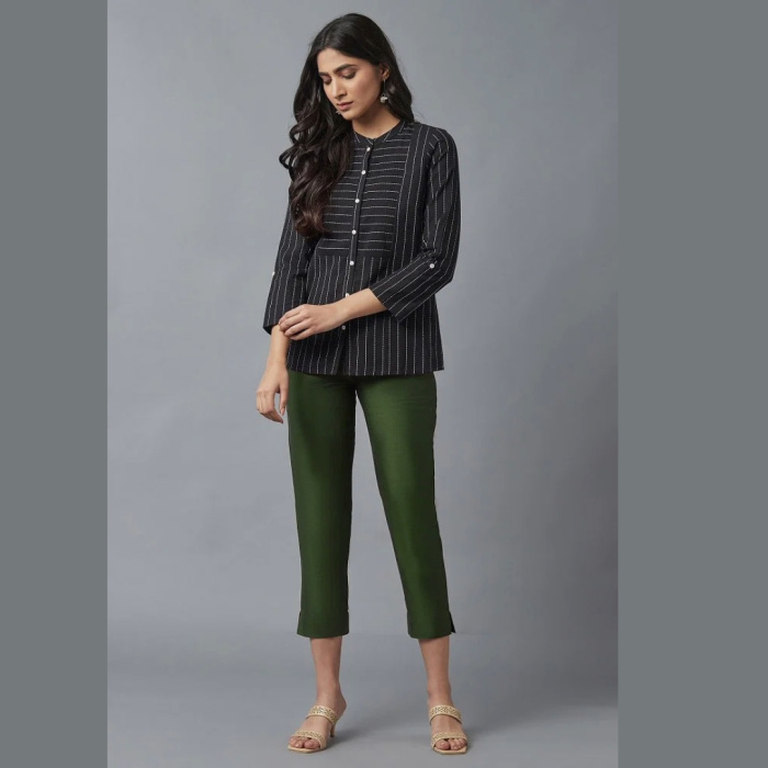 Green Festive Straight Trouser