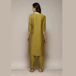 LIME GREEN RAYON STRAIGHT EMBROIDERY KURTA SLIM PANT SUIT SET