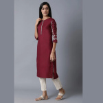 Maroon-kurta-With-Printed-Sleeves