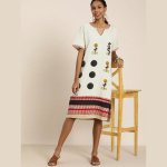 Off-White-Black-Wild-Tribe-Printed-Sustainable-A-Line-Dress-with-Thread-Work