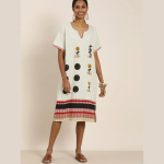 Off-White-Black-Wild-Tribe-Printed-Sustainable-A-Line-Dress-with-Thread-Work