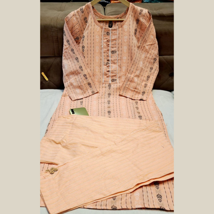 Pure-cotton-Peach-colour-2-Piece-suit