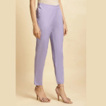 Purple Solid Slim Pants