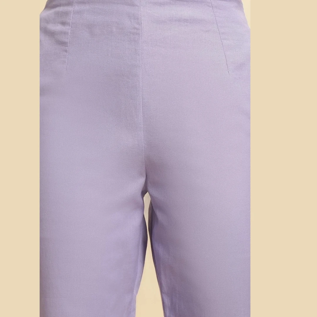 Purple Solid Slim Pants