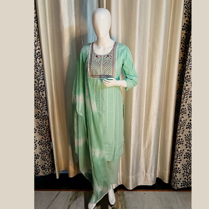 Sea-Green-Colour-pure-cotton-3-Pcs-Suit