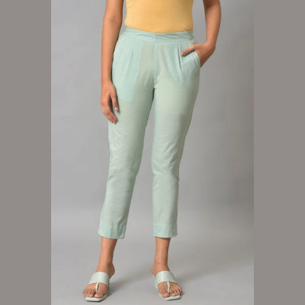 Sea Green Straight Fit Trouser Pants