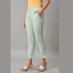 Sea Green Straight Fit Trouser Pants