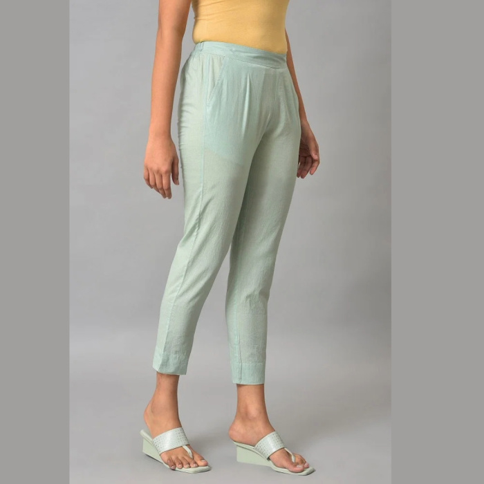 Sea Green Straight Fit Trouser Pants