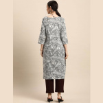 Women Black & White Abstract Printed Casual Straight Kurta