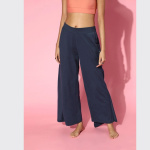 Women-Deep-Navy-Blue-Solid-Flared-Sustainable-Track-Pants