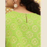 Women Green & Gold-Toned Bandhani Foil Printed Rozana Kurta