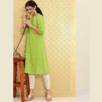 Women Green & Gold-Toned Bandhani Foil Printed Rozana Kurta