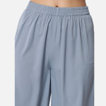 Women Light Blue Solid Relaxed Fit Crepe Trousers