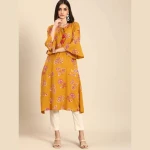 Women-Mustard-Yellow-Ethnic-Motifs-Printed-Flared-Sleeves-Kurta