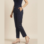 Women-Navy-Blue-Textured-Trousers