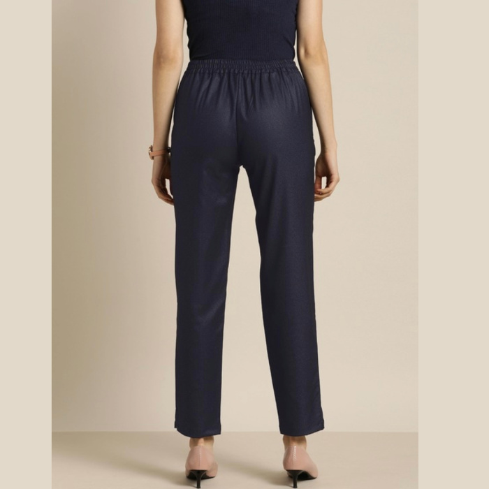 Women-Navy-Blue-Textured-Trousers