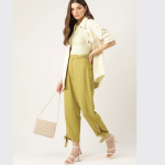 Women Olive Green Solid Trousers