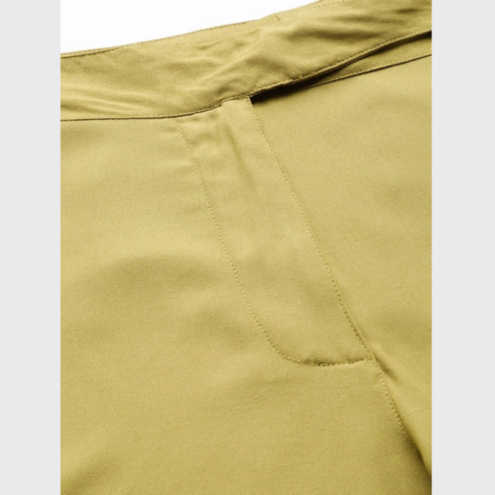 Women Olive Green Solid Trousers