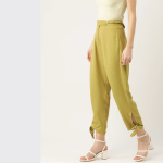 Women Olive Green Solid Trousers