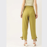 Women Olive Green Solid Trousers