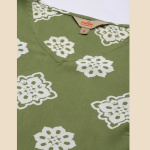 Women-Olive-Green-White-Ethnic-Motifs-Printed-Straight-Kurta