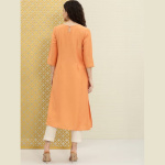 Women-Orange-Green-Embroidered-Rozana-Kurta